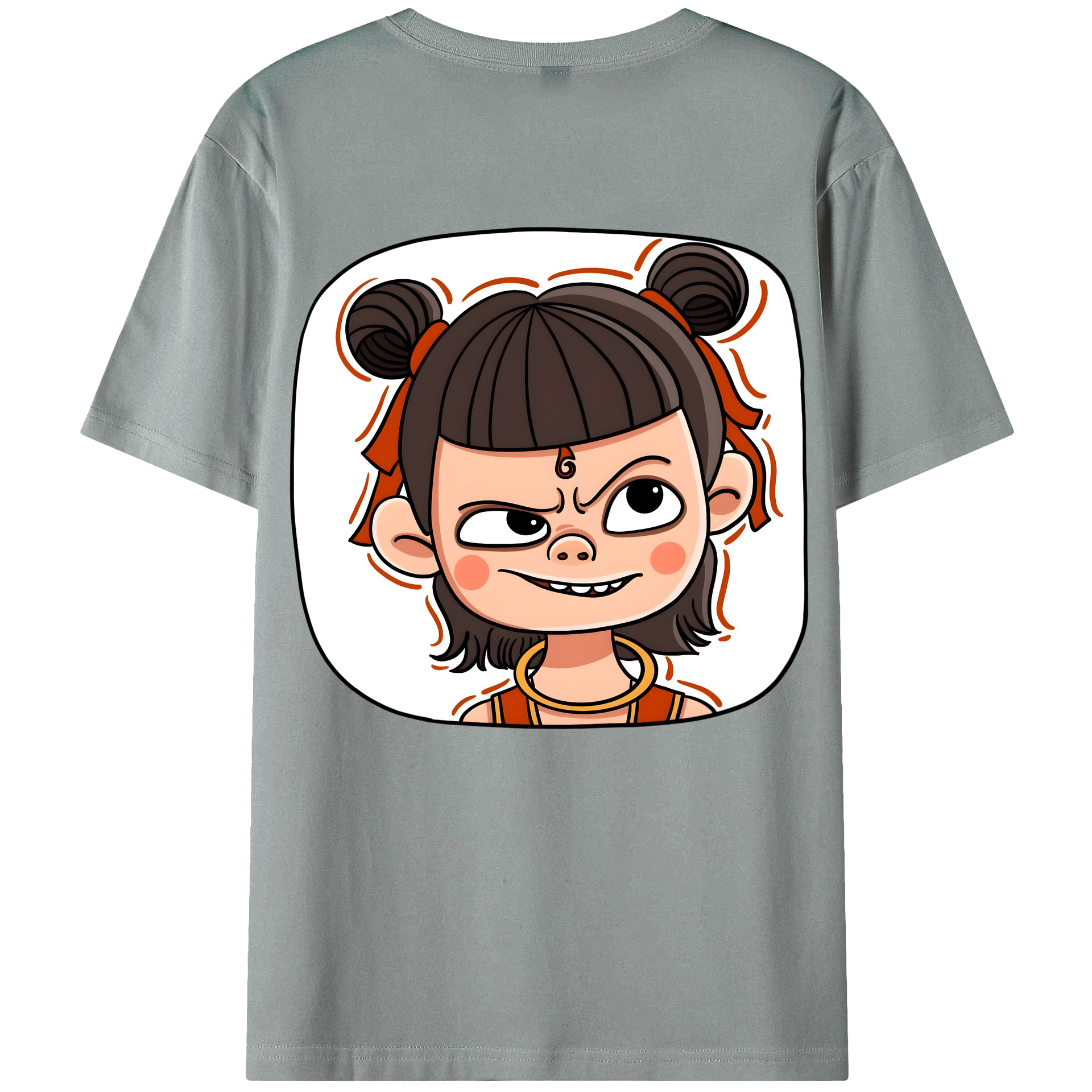 （画像用） Ne Zha 2 ナタ 魔童の大暴れ 綿100％ メンズ半袖Tシャツ（バックプリント） 通気性